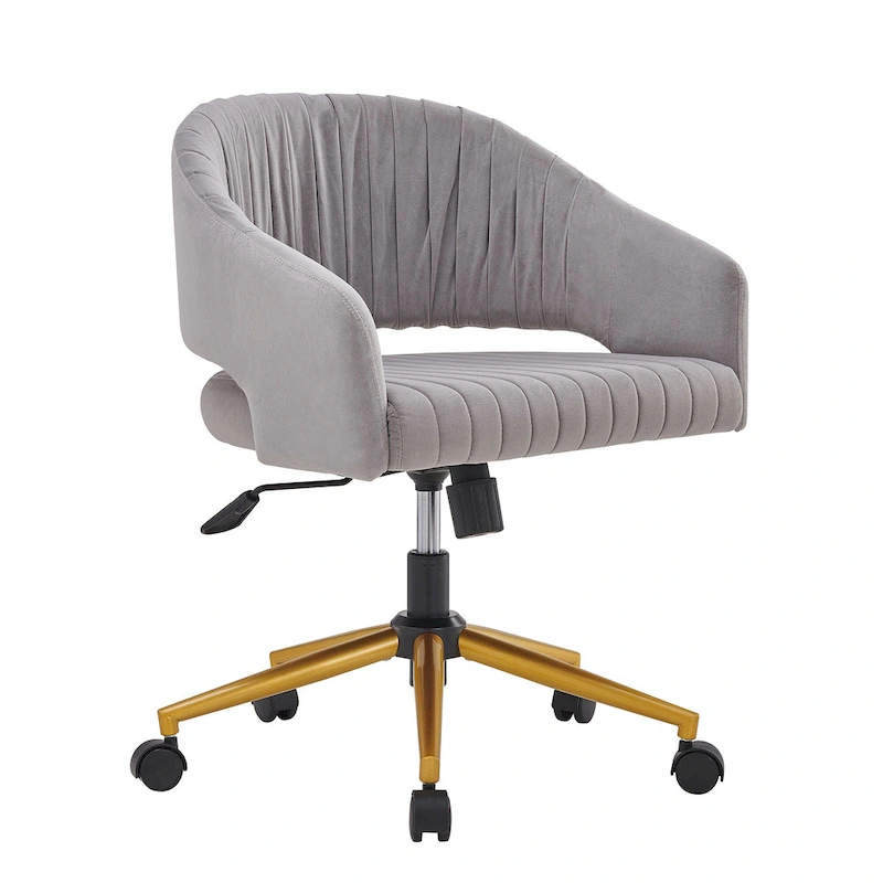 Modern Gold Office Chair Velvet Task Chair Swivel Height Adjustable Computer Chair