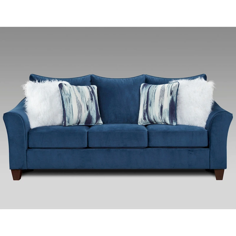 Roundhill Furniture Camero Fabric Pillowback 4-Piece Sofa Set in Navy Blue