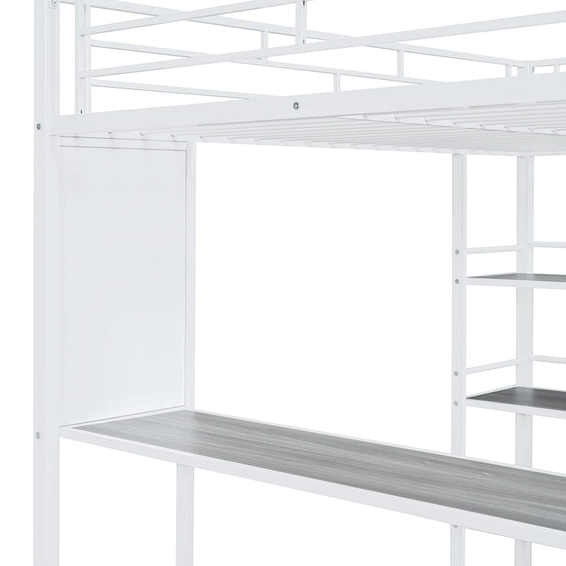 Twin Metal Loft Bed with Built-in Desk