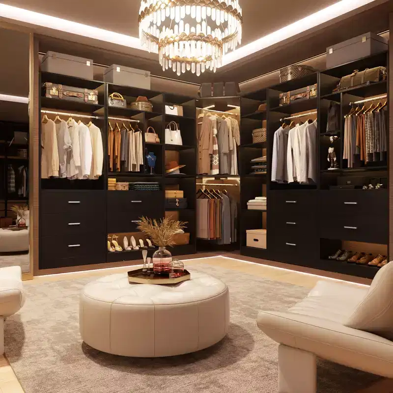 Corner Closet System with 12 Shelves