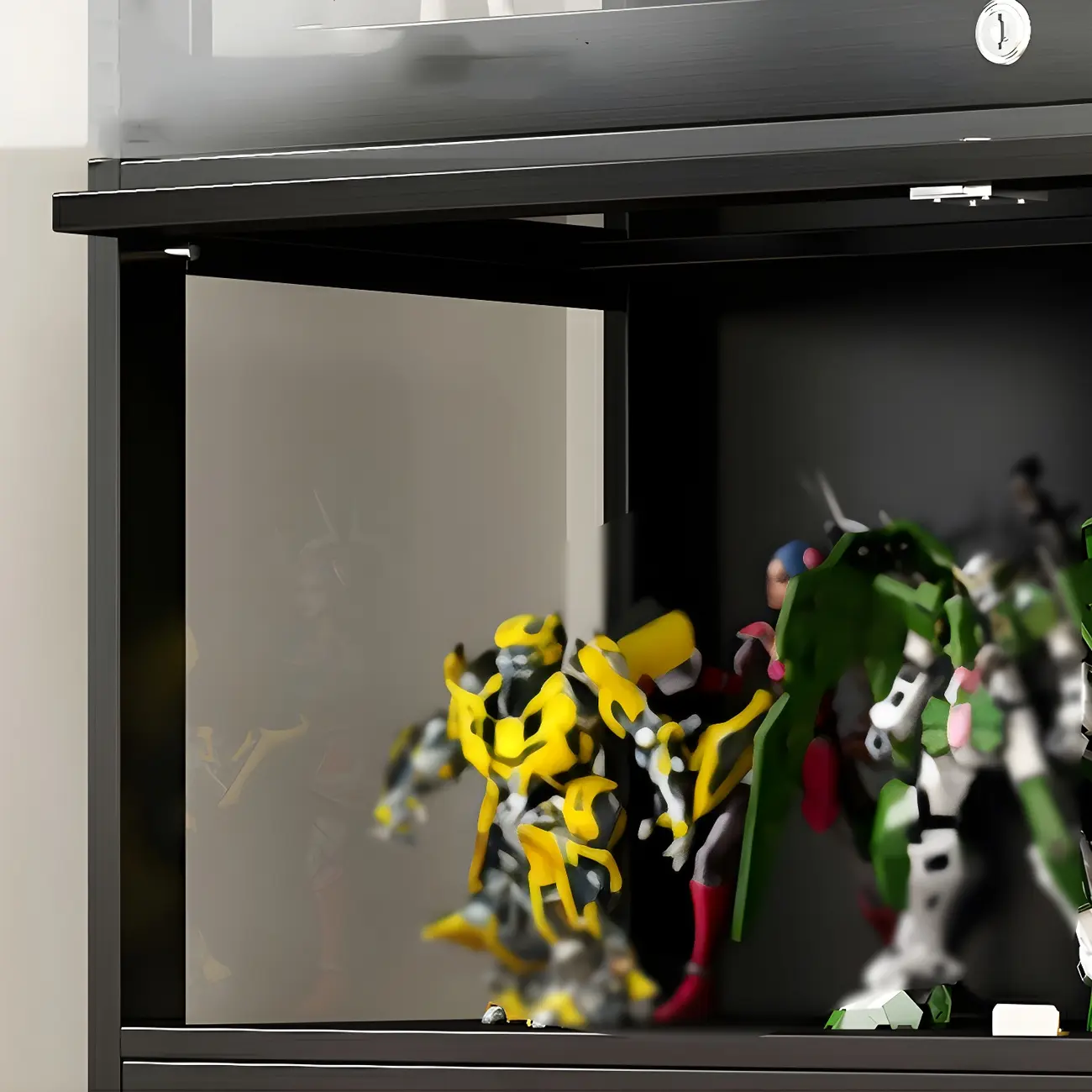 Living Room Modern Black Glass Figurine Display Cabinet