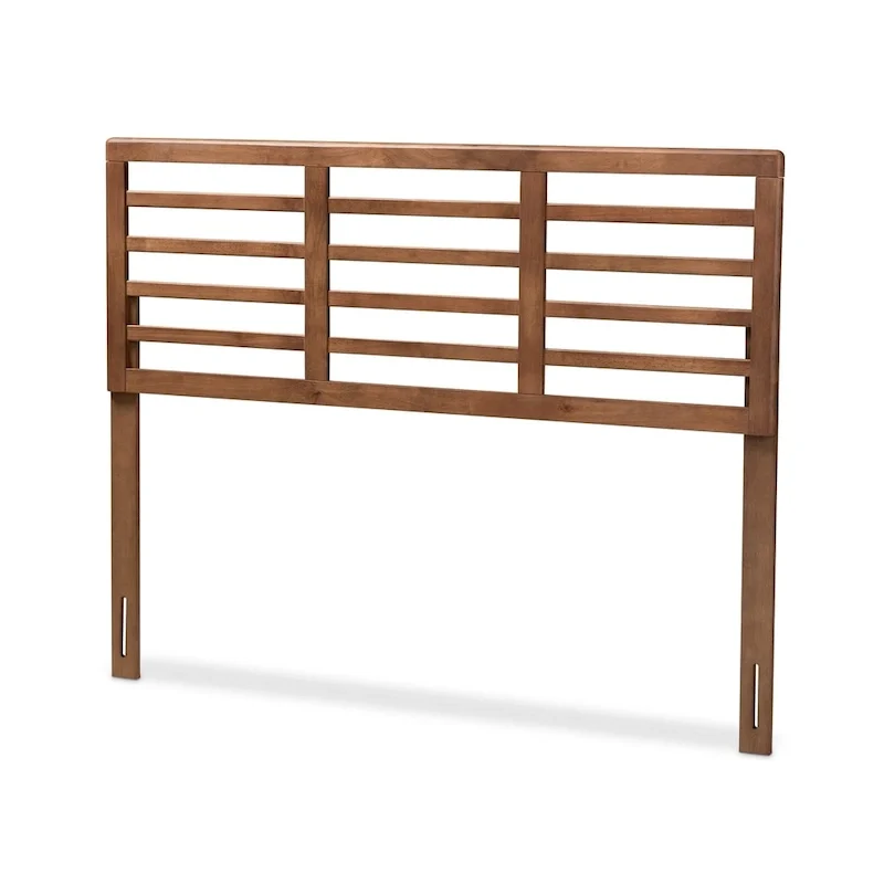 Mid-Century Walnut Wood Open Slat Headboard