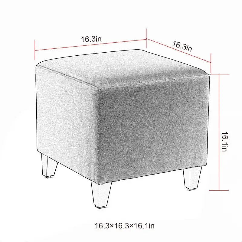 Adeco Square Ottoman Footrest Stool Small Fabric Bench Seat