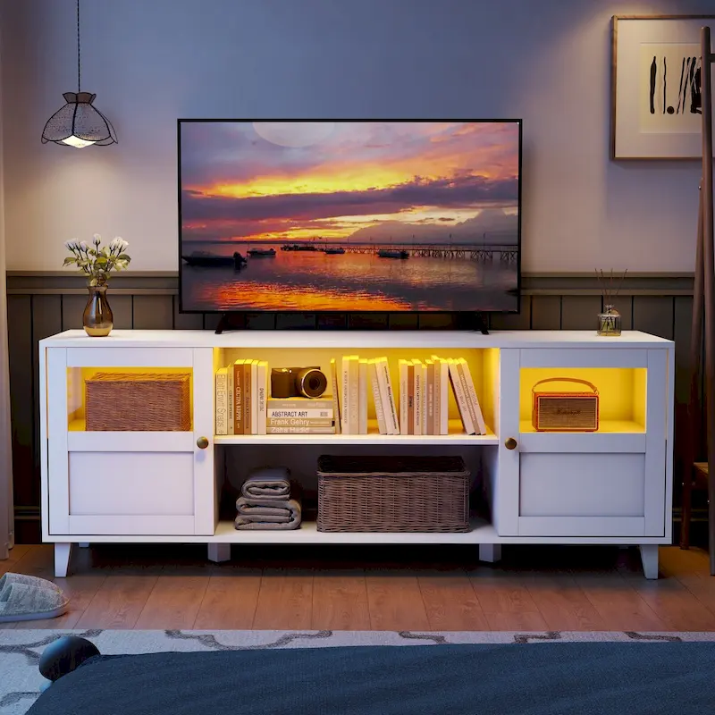 LED TV Stand with Storage Cabinet for 43-65 Inch TVs