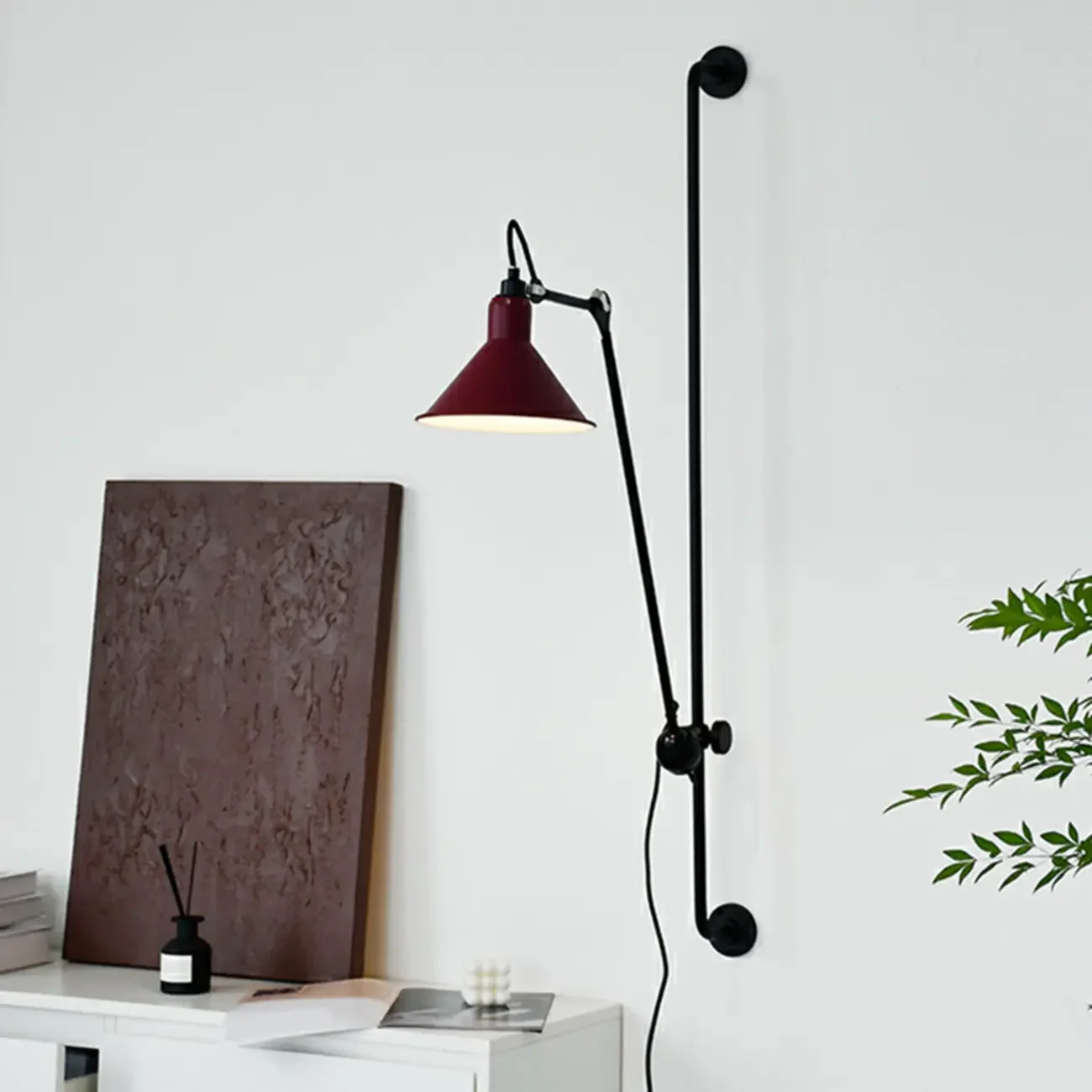 Industrial Cone-Shaped Swing Arm Wall Light for Bedroom