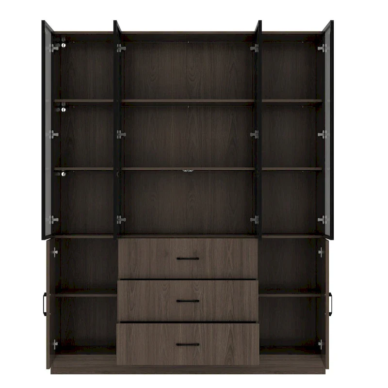 Modular Wood Grain Aluminum Alloy Cabinet with LED Lighting