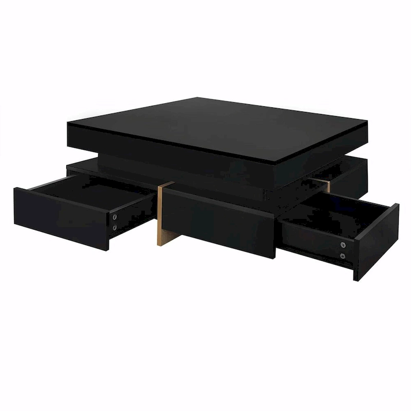 Stylish High Gloss Coffee Table with 4 Drawers