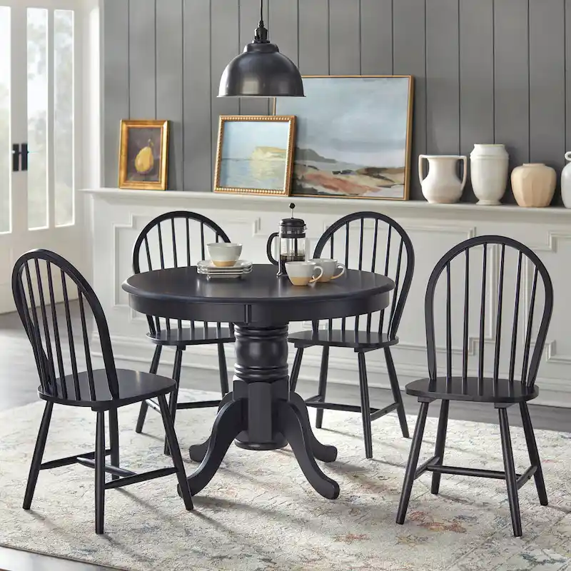 Matte Black Round Dining Table - 40