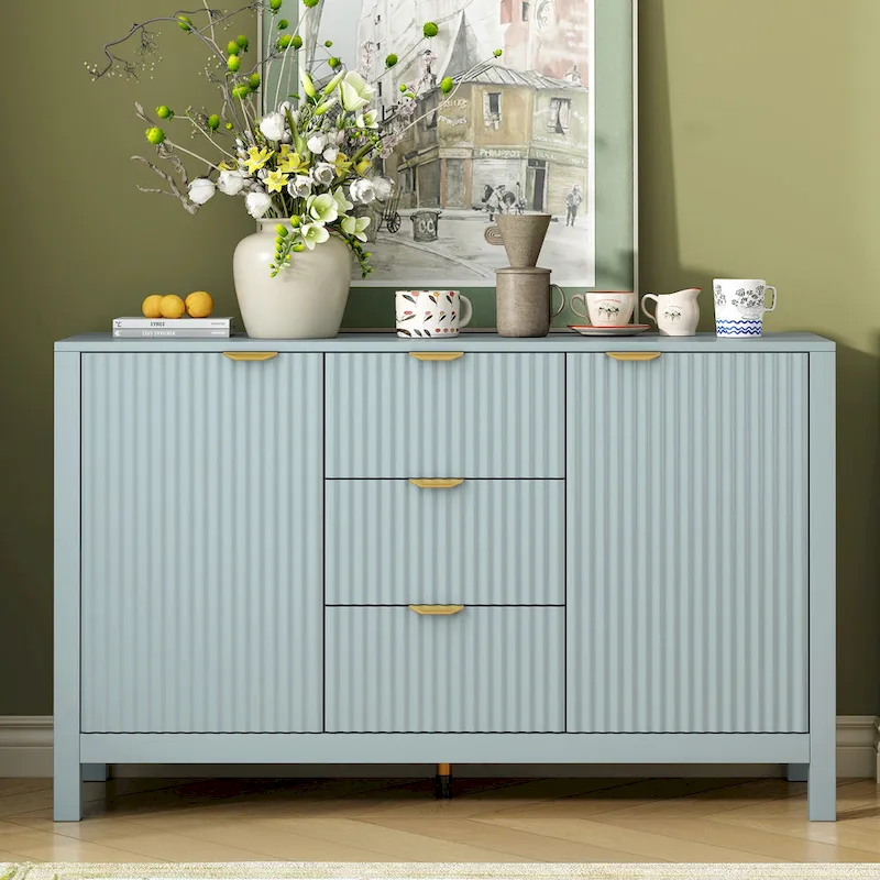 Buffet Sideboard with 3 Adjustable Shelves, 3 Drawers & Soft-Close Doors