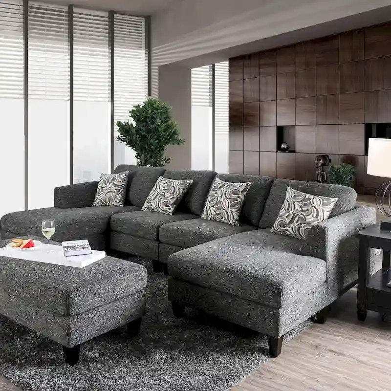 Lauf Modern Grey Fabric 4-piece Modular Sectional by Furniture of America