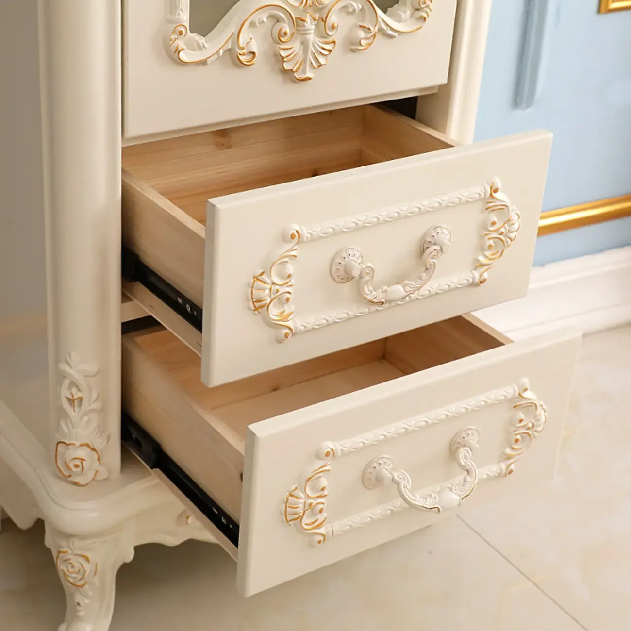 Scandinavian Wooden 2-Drawer Standard Curio Cabinet