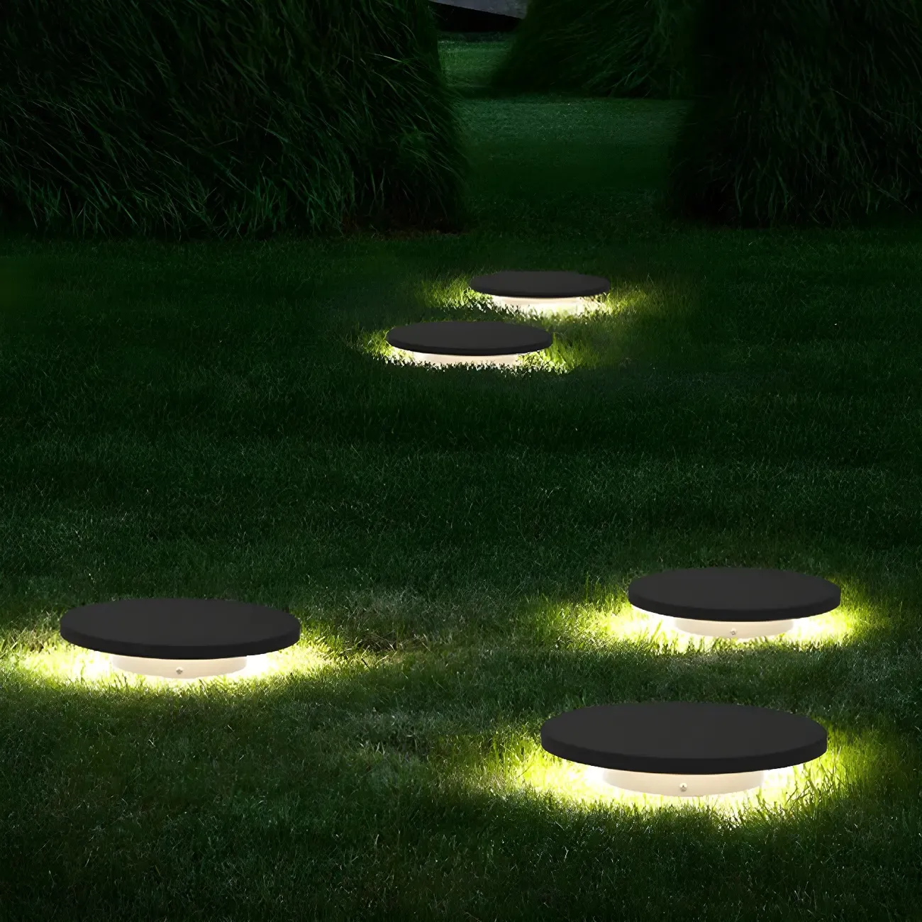 Matte Grey Disc Metal Solar Landscape Lighting