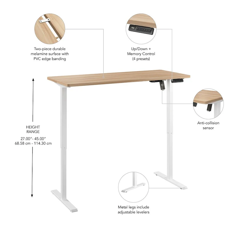 Energize 55W x 24D Height Adjustable Standing Desk by Bush Furniture