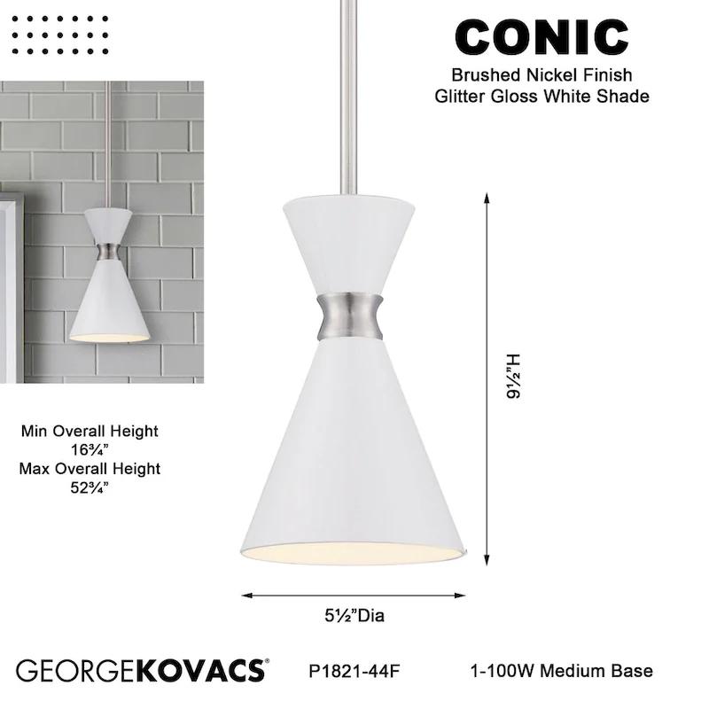 Kovacs Conic 5-1/2  Wide Single Light Mini Pendant with Glitter Gloss