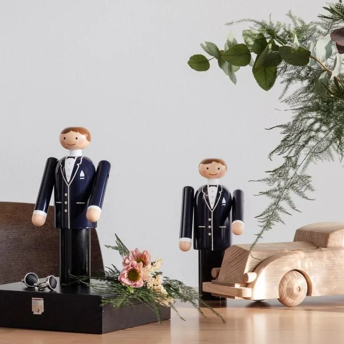 Kay Bojesen Groom, Blue/Black/White, Small - H: 7.1