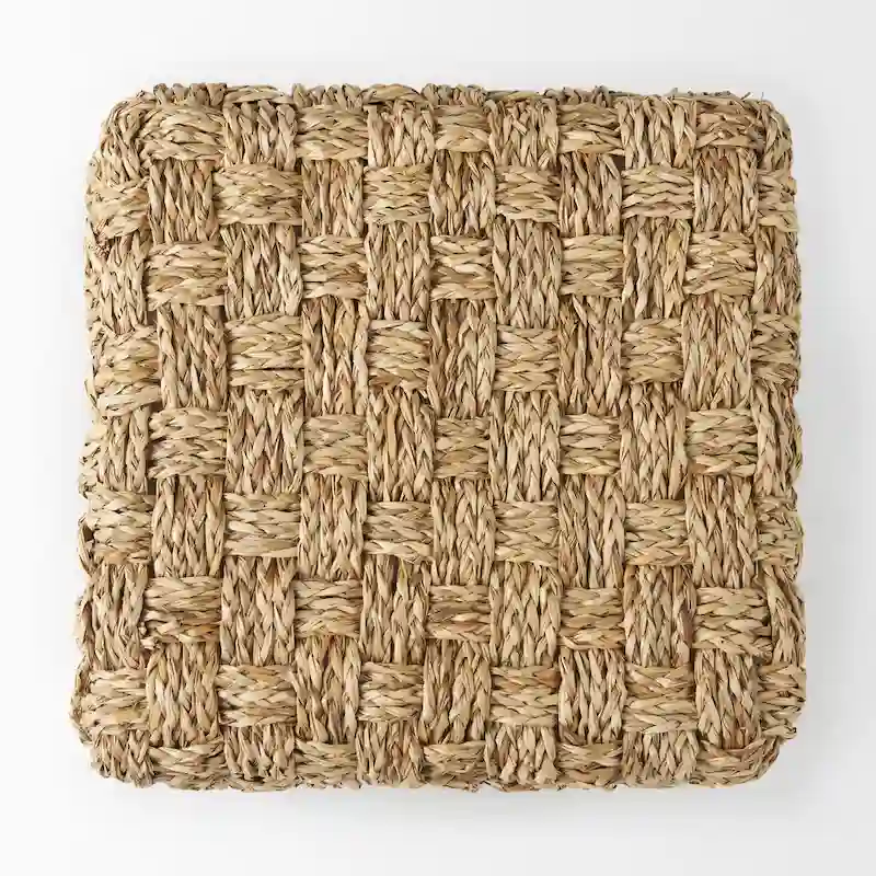 Mercana Adele Brown Woven Seagrass Square Pouf