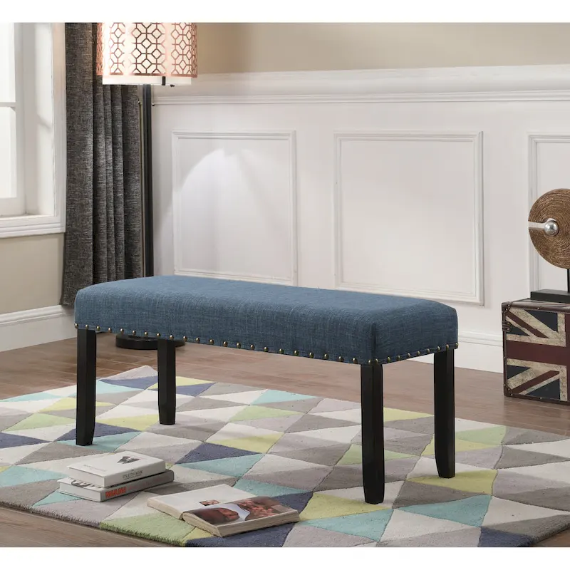 Fabric Dining Bench with Nailhead Trim