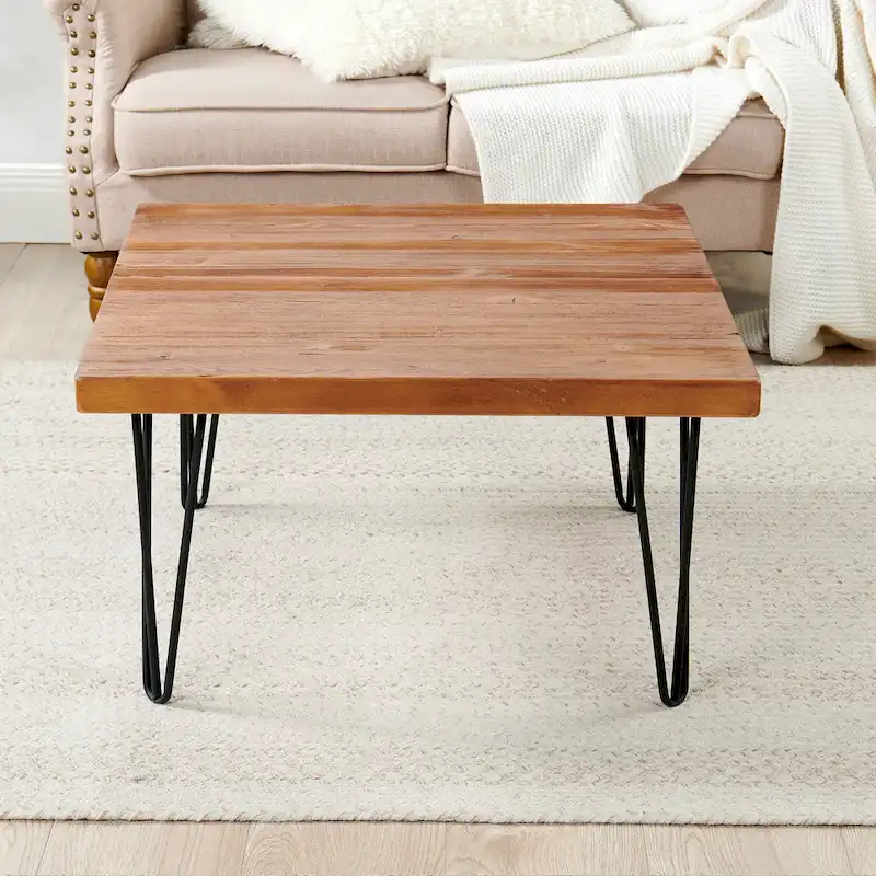 Greenage Wood End Table with Iron Legs