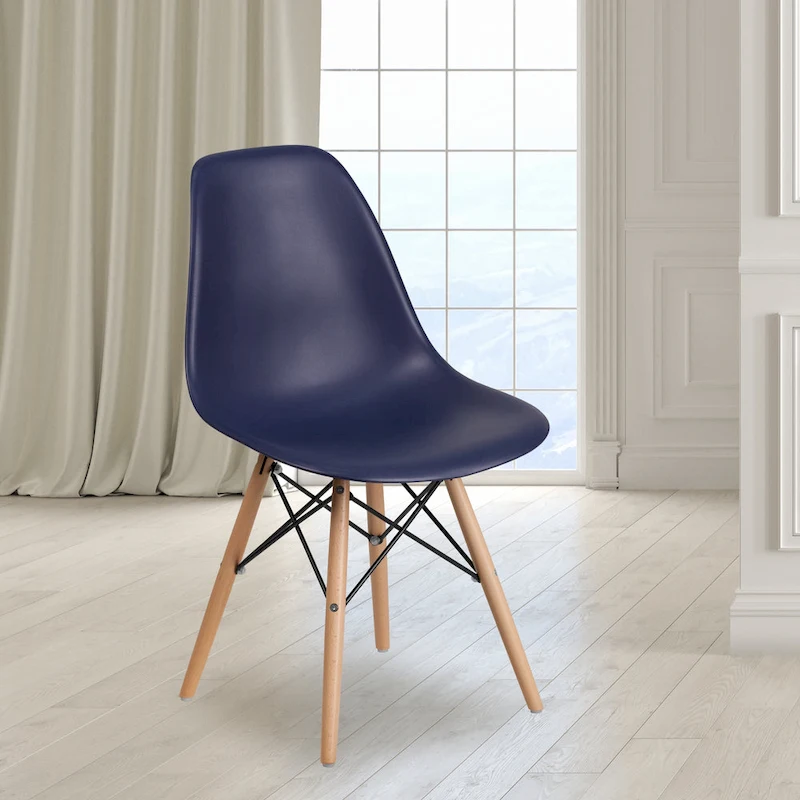 Plastic Chair with Wooden Legs