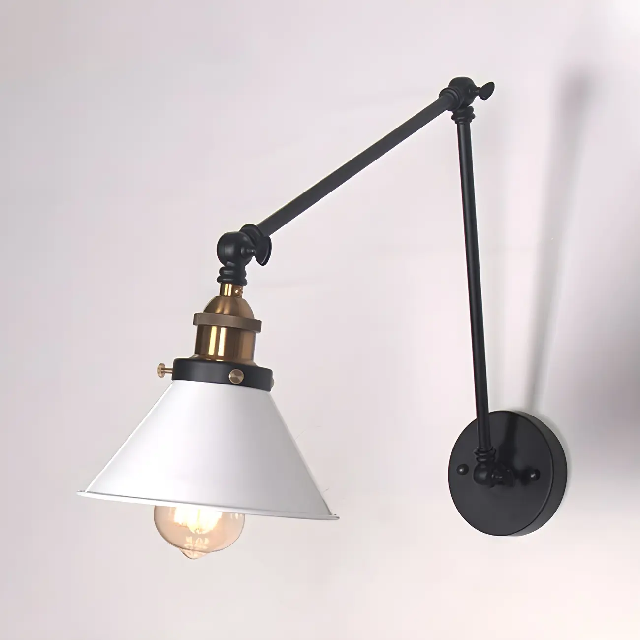 Cone Shade Metal Retro Swing Arm Wall Light