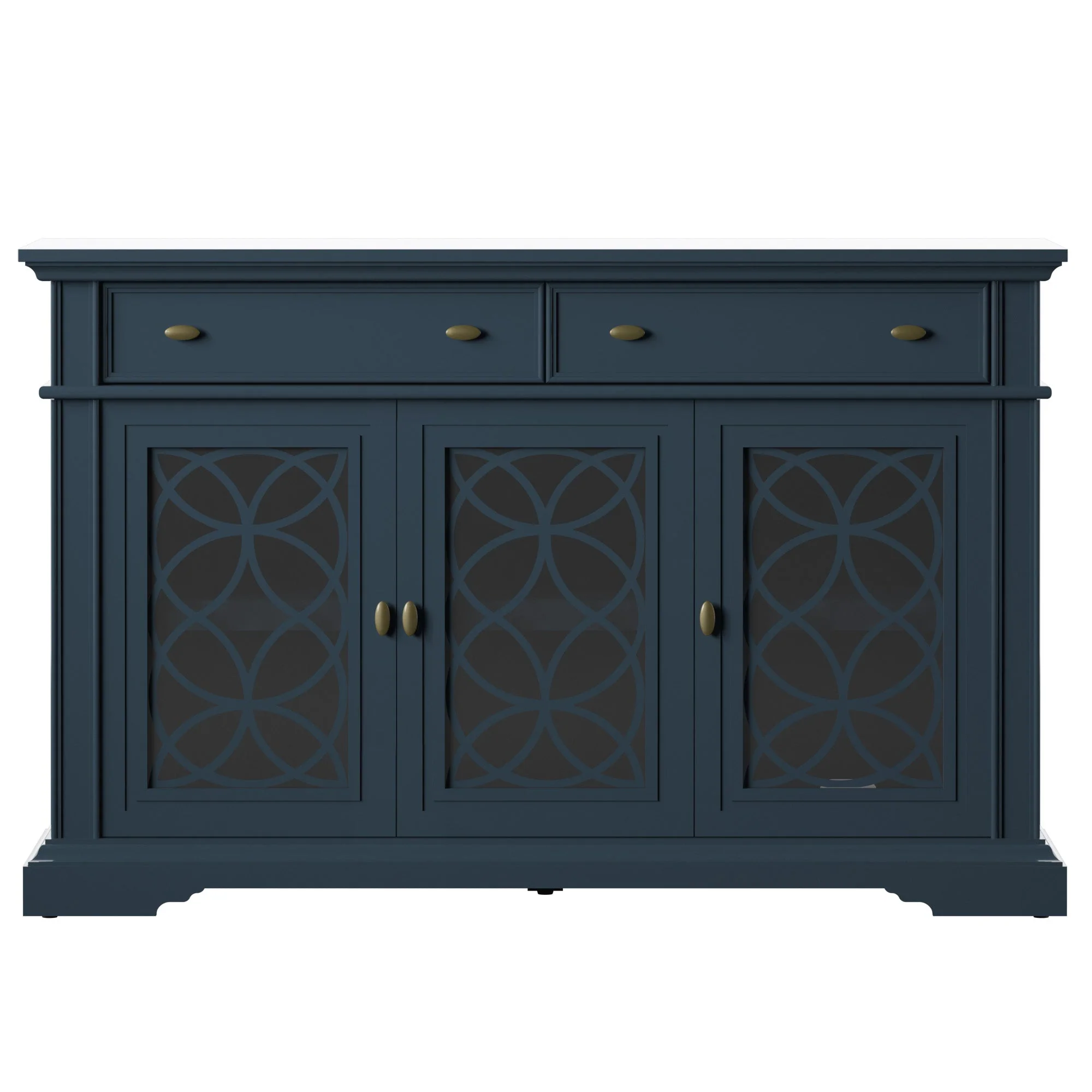 Farmhouse Traditional 52 Buffet Sideboard with Accented Glass-Front Doors
