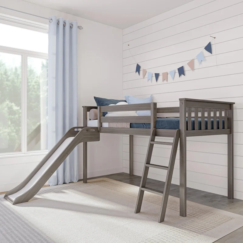 Max and Lily Classic Twin-Size Low Loft with Easy Slide