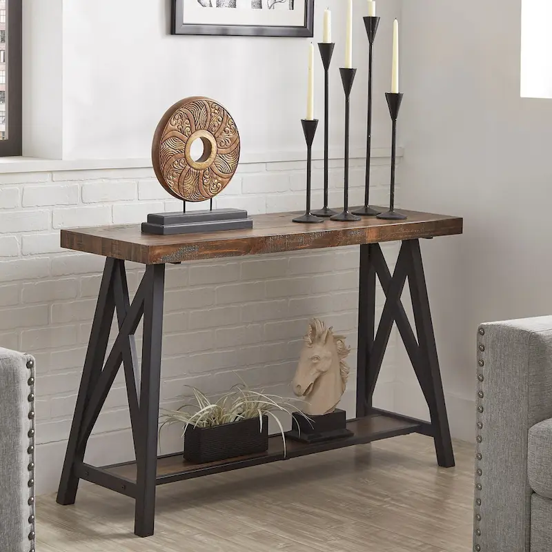 Bryson Rustic X-Base Sofa Entryway Table by iNSPIRE Q Classic