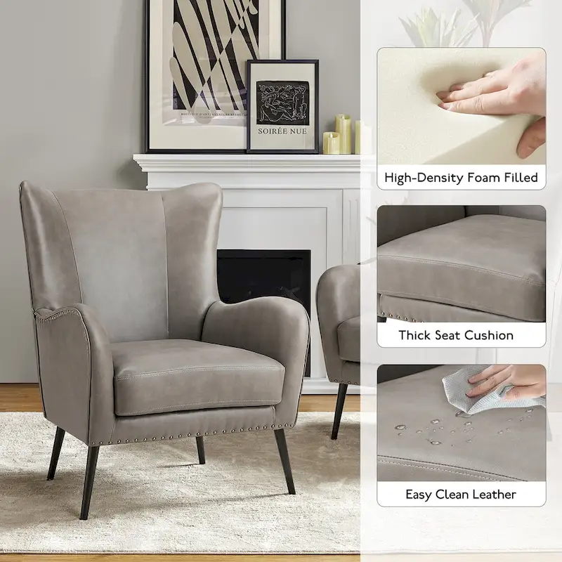 Invidiae Wooden Upholstered Armchair with Metal Legs