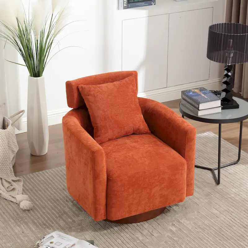 360 Degree Accent Swivel Chair,Chenille Upholstered Arm Chair
