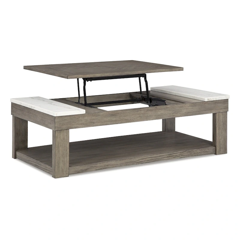 Signature Design by Ashley Loyaska Grayish Brown/White Lift-Top Coffee Table - 56.13  W x 28.25  D x 18.13  H