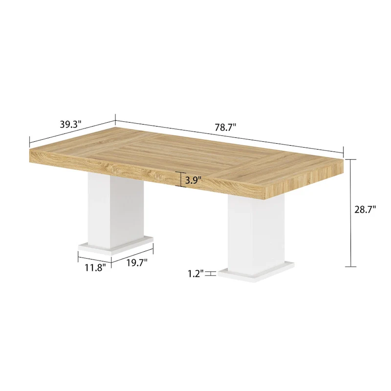 Wooden Conference Table with White Base Meeting Table Computer Desk