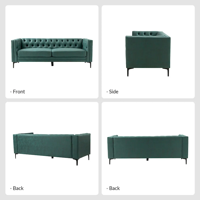 Calymne 84 Classic Square Arms Sofa with Button-Tufted Back by HULALA HOME