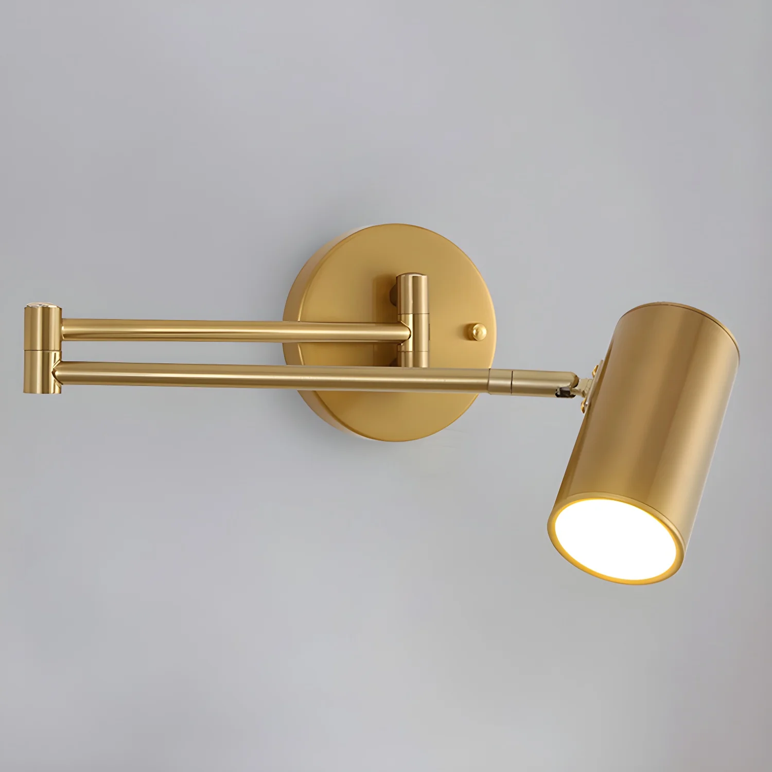 1-Light Cylindrical Metal Arm Swing Wall Light