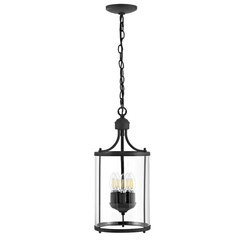 5-light Clear Glass Foyer Pendant Chandelier