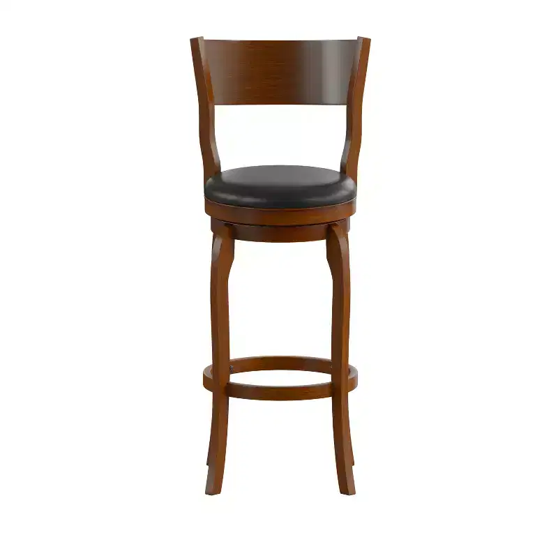 Emma and Oliver Classic Pub Style Swivel Wooden Barstool with Padded Faux Leather Seat