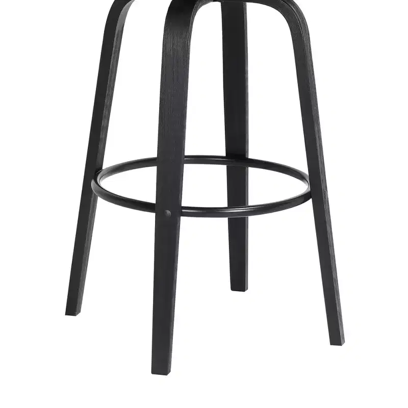 GDFStudio Calder Modern Faux Leather and Wood Swivel Bar Stool