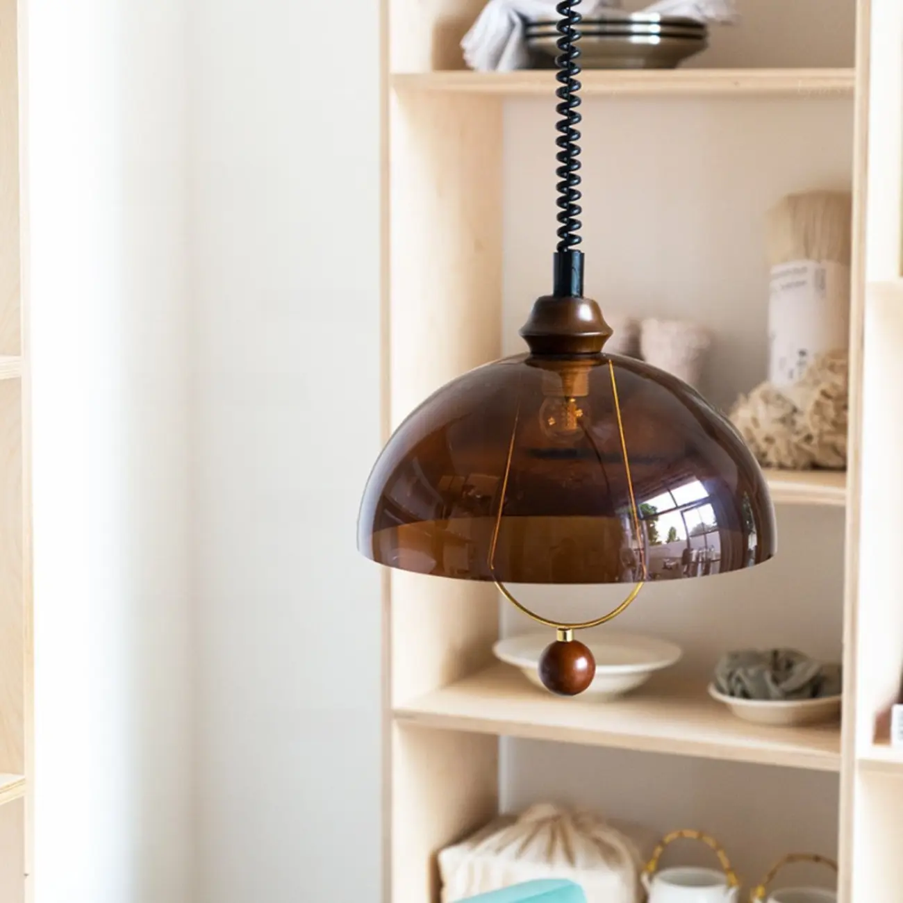 Modern Brown Dome Adjustable Pendant Lighting