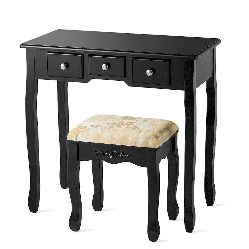 Costway Vanity Table Dressing Table 5 Make Up Table Stool