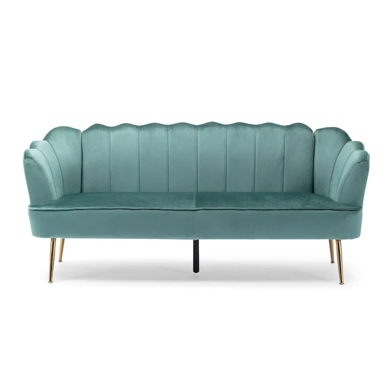 Reitz Glam Velvet Shell 3 Seater Sofa by Christopher Knight Home - 76.25 L x 29.25 W x 33.50 H