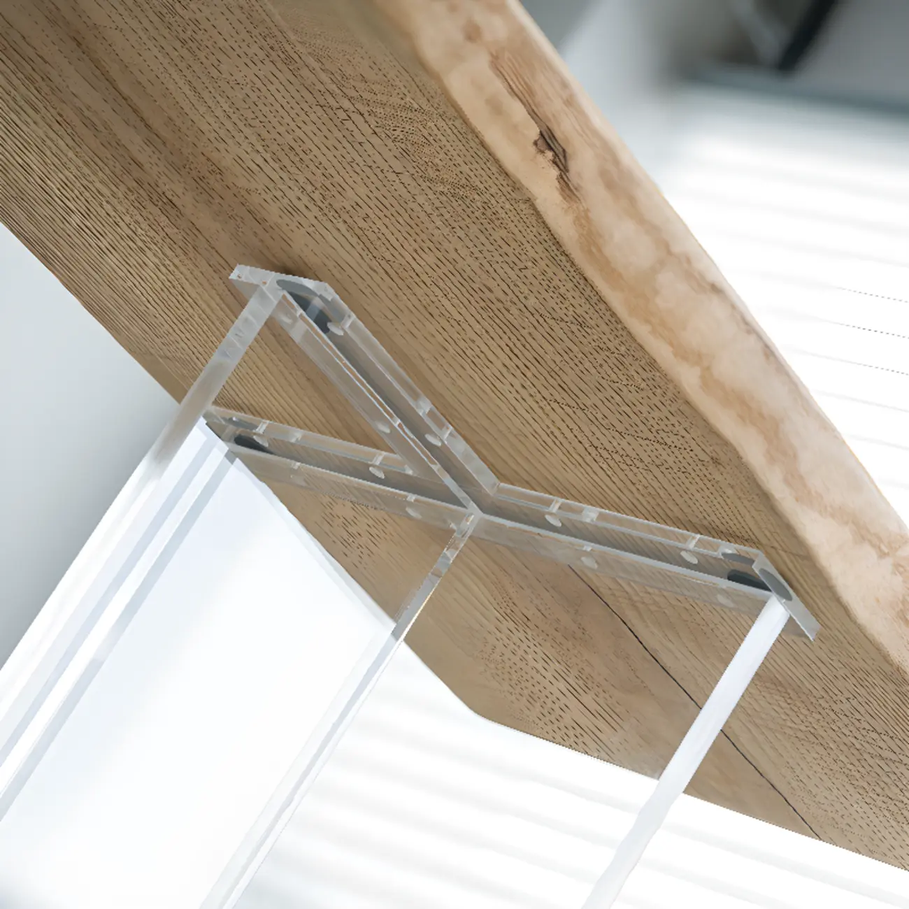 Scandinavian Clear Plastic Base Bar Tables with Wooden Top