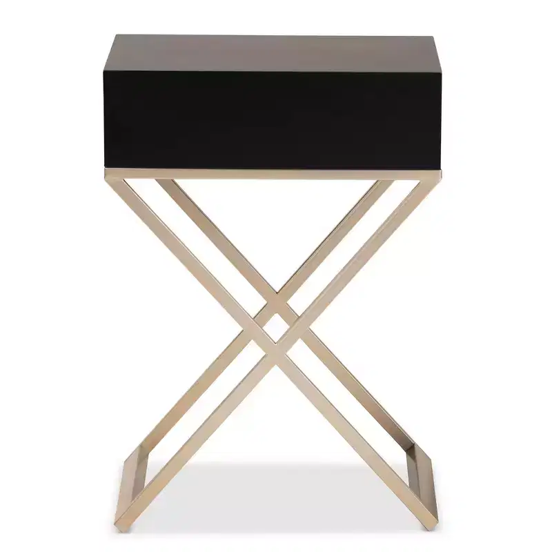 1 Drawer Patricia Brass Tone Metal Nightstand - Baxton Studio