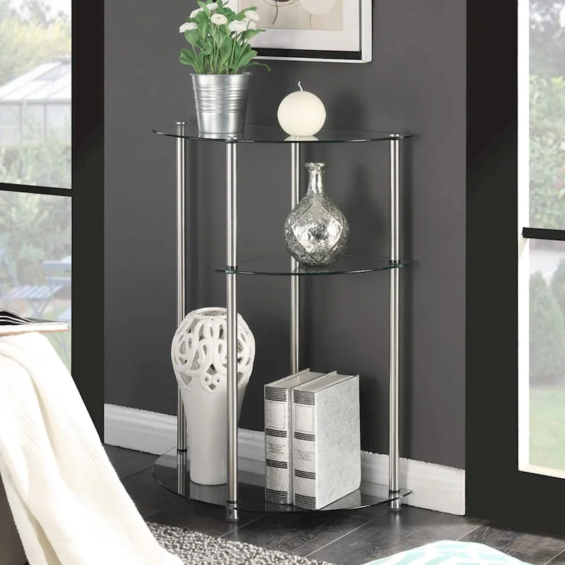 Convenience Concepts Classic Glass 3 Tier Display Entryway Hall Table