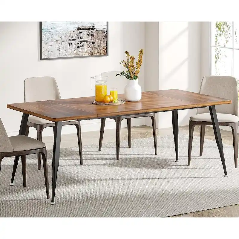Industrial Dining Table for 6 to 8, Rectangular Kitchen Table