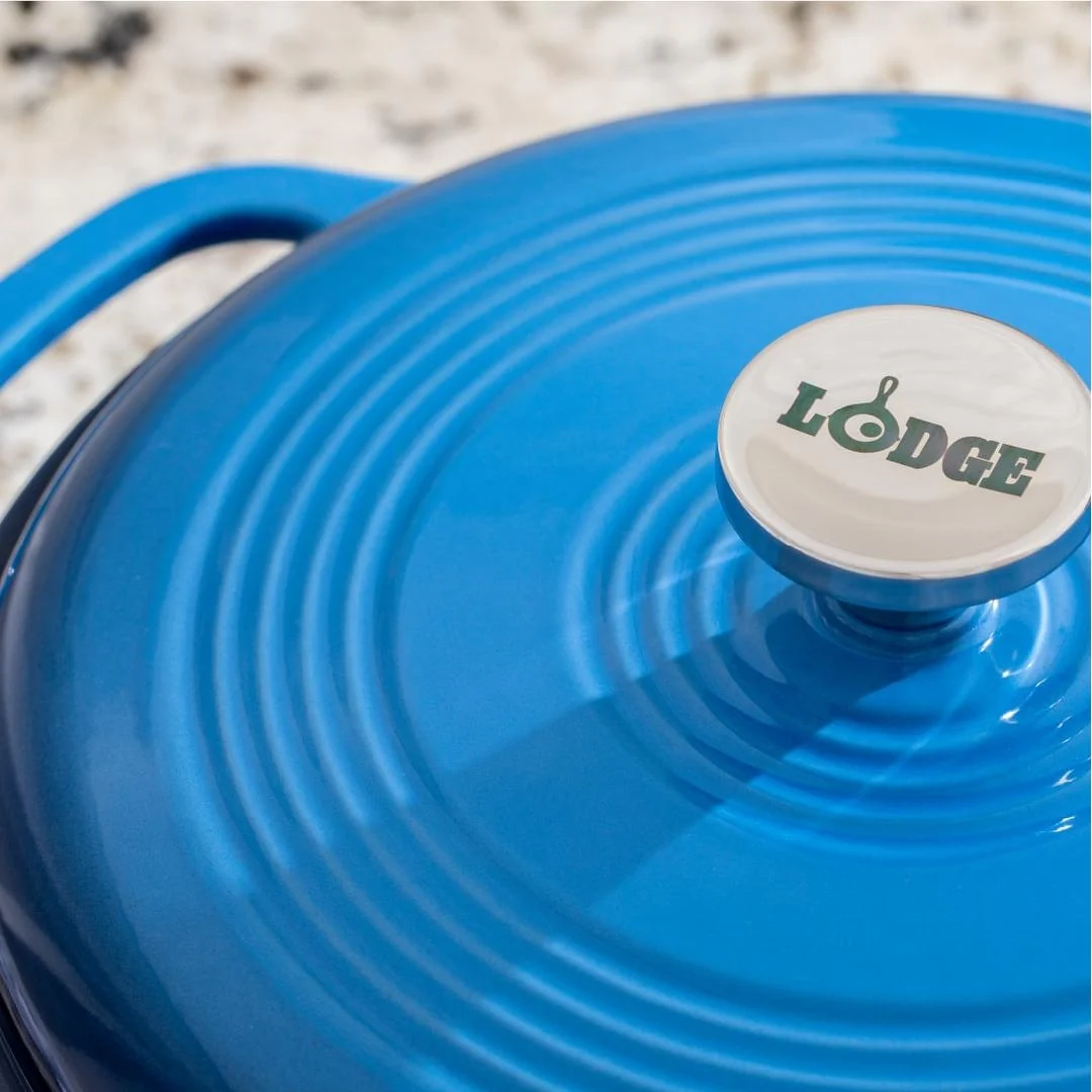 Lodge 6 Quart Blue Essential Enamel Cast Iron Dutch Oven