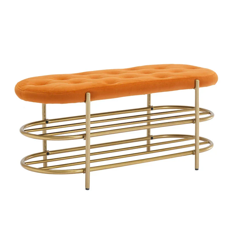 SEYNAR 40 Velvet Upholstered Living Room Bench with Double shoe rack