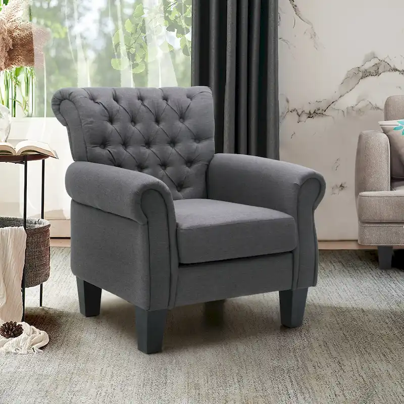 Accent Club Chair Comfortable Single Sofa Chair Indoor Seating with Arms & Padded Seat