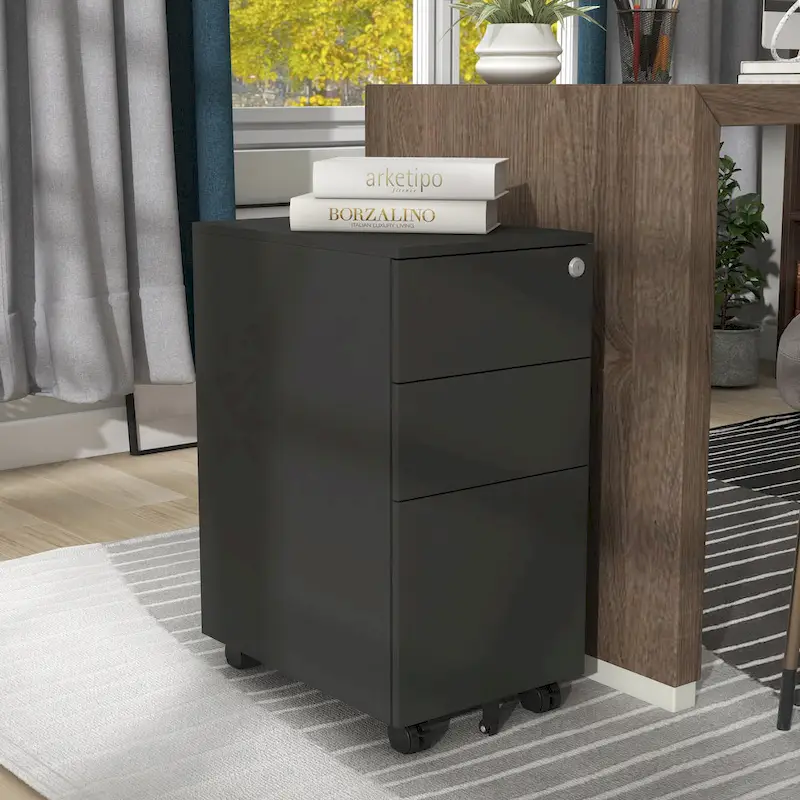 Owen Urban Metal Matte Lockable 3-Drawer Mobile File Cabinet by Furniture of America