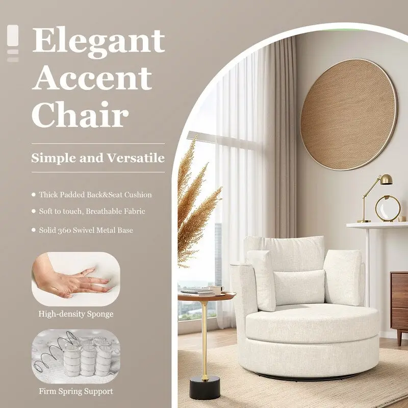 Chenille Swivel Soft Modern Upholstered Accent Chair (Set of 2)