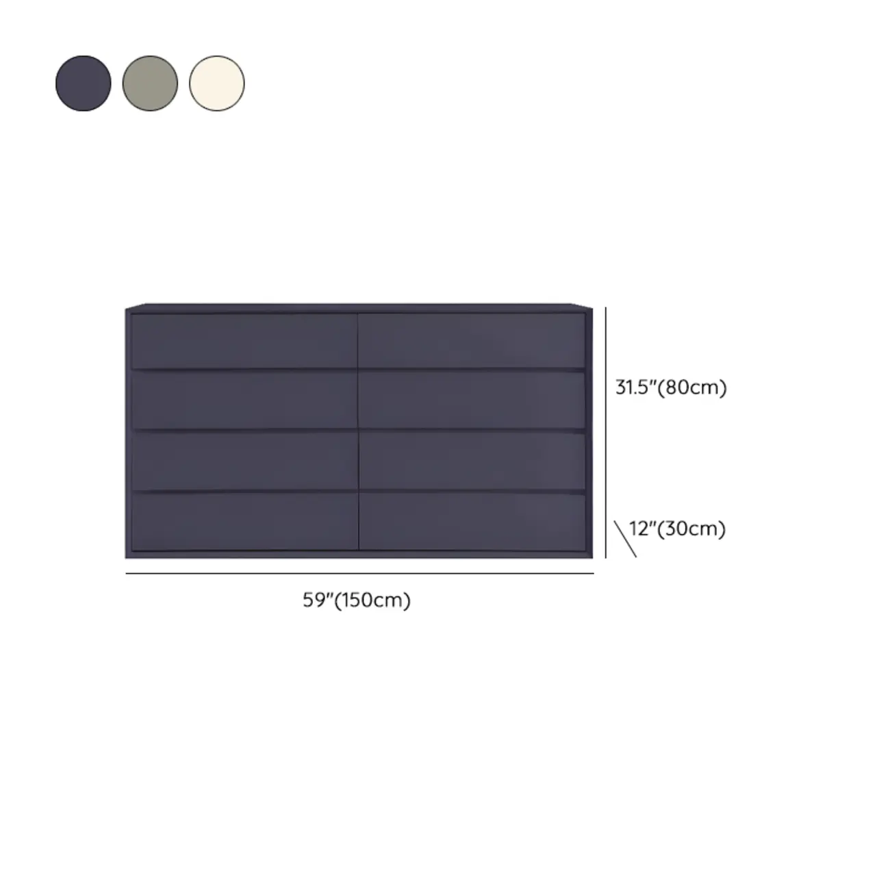 Modern White Wooden Double Dresser with Soft-Close Drawers