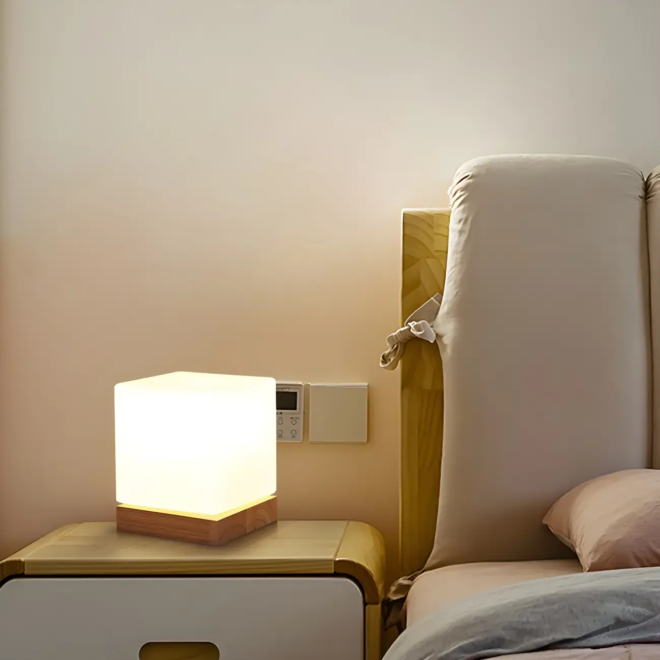Creative House-Shaped Wooden Bedside Lamp